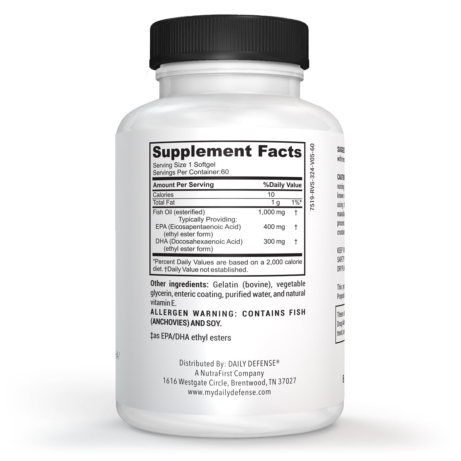 OMEGA-3 Enteric Coated Triple Strength Esterified Fish Oil Concentrate With EPA/DHA