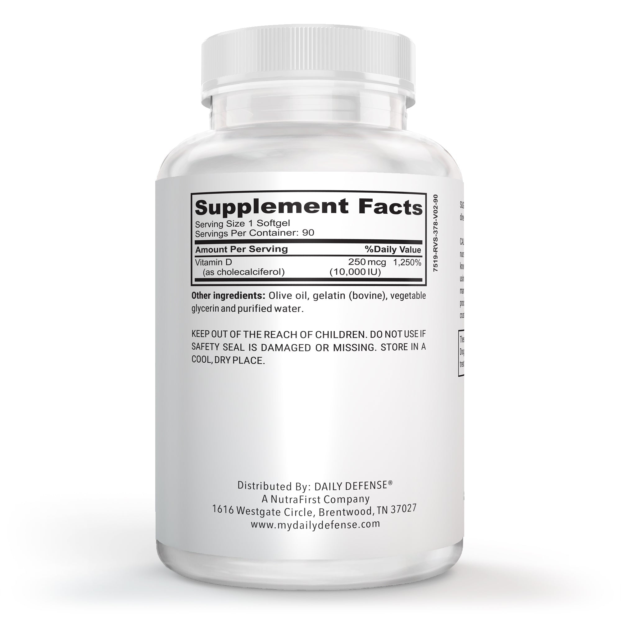 Daily Defense Immune Defense Supplements Vitamin D3 10,000 IU for Heart Health, Daily Immune Support, Mental Clarity, & Muscle Function - 90 Vitamin D Softgels