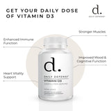 Vitamin D3 5000 IU for Heart Health, Daily Immune Support, Mental Clarity, & Muscle Function - 90 Vitamin D Supplements