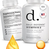 Immune Defense Supplements Vitamin D3 K2 2000IU for Heart Health, Daily Immune Support, Mental Clarity, & Muscle Function - 100 Chewable Tablets